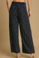 Umgee Velvet Striped Pants - Navy