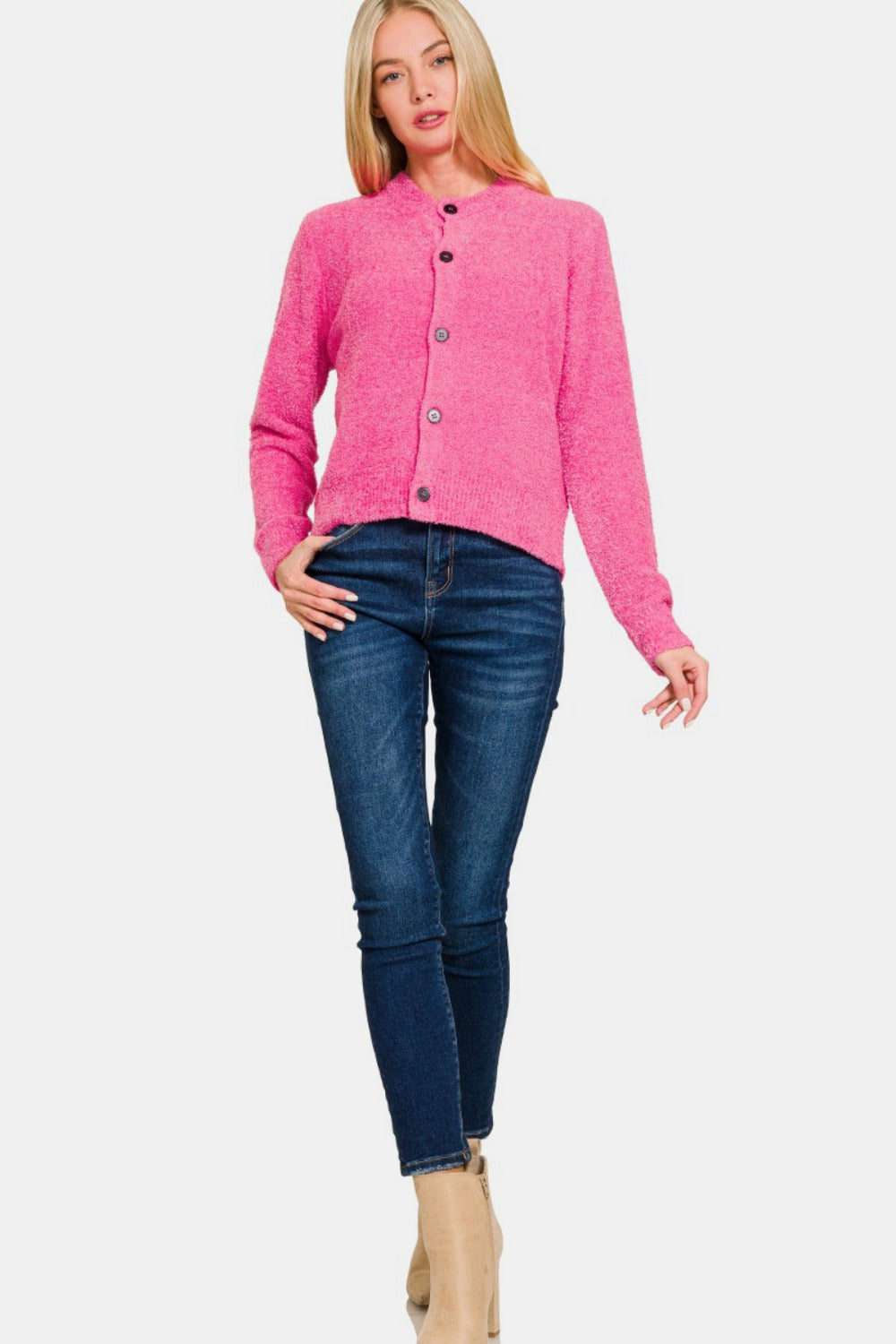 Zenana Fuchsia Cardigan