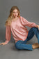 Umgee Wrinkled Lantern Sleeve Top - Blush Pink