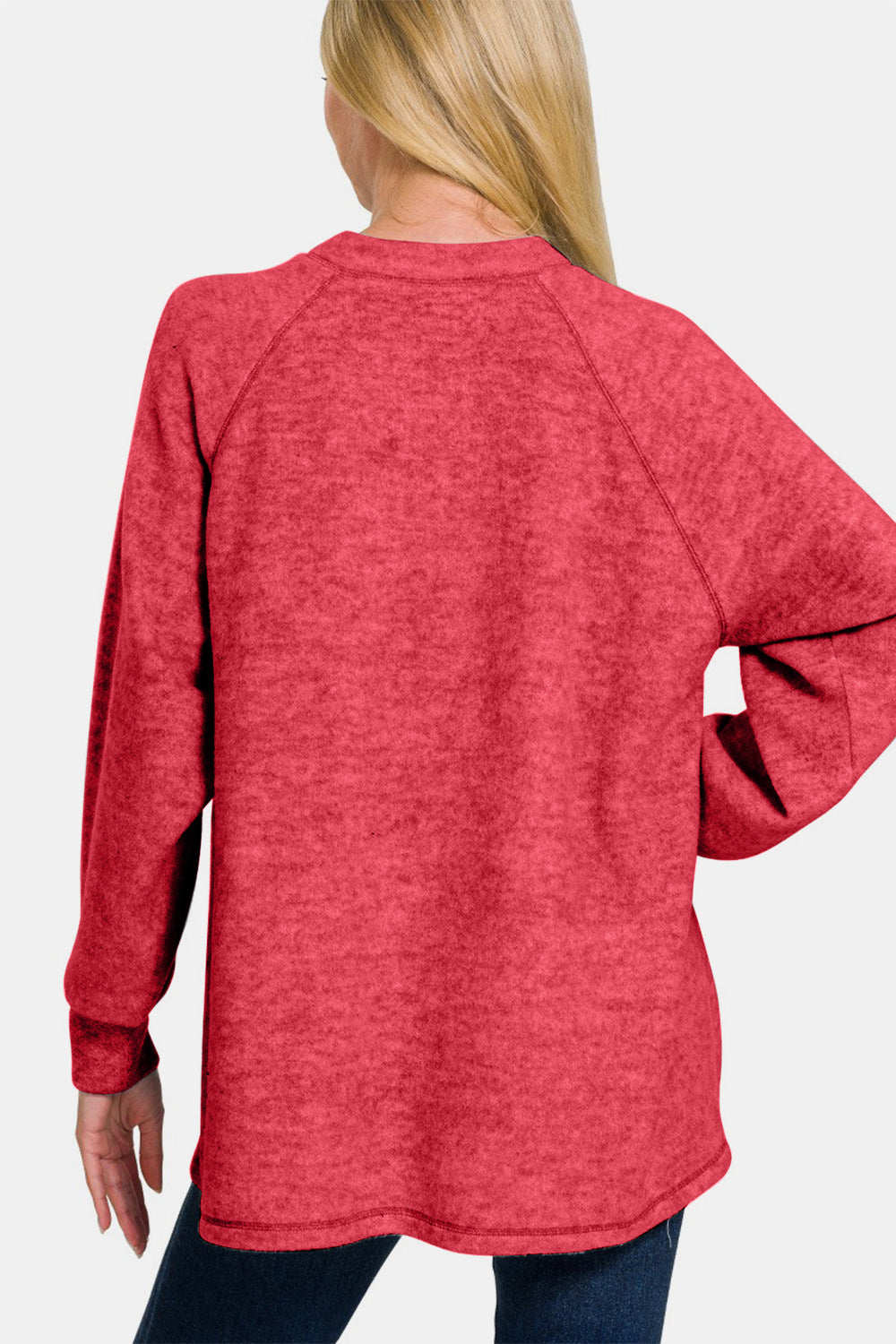 Zenana Melange Hacci Strawberry Sweater