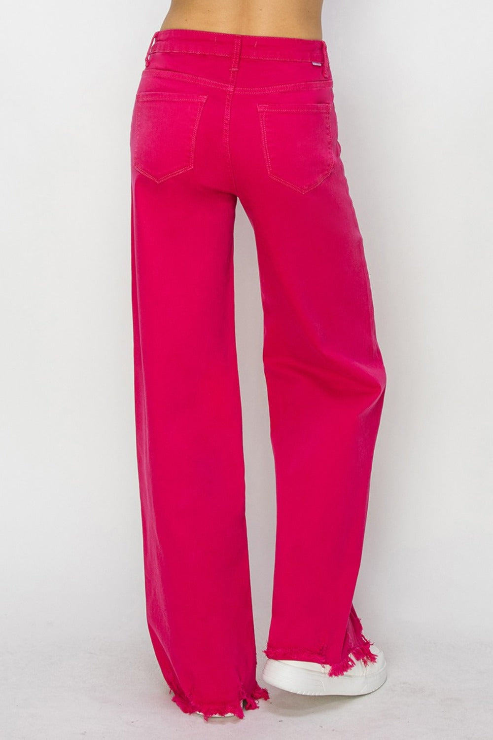 RISEN High Rise Wide Leg Jeans - Fushsia