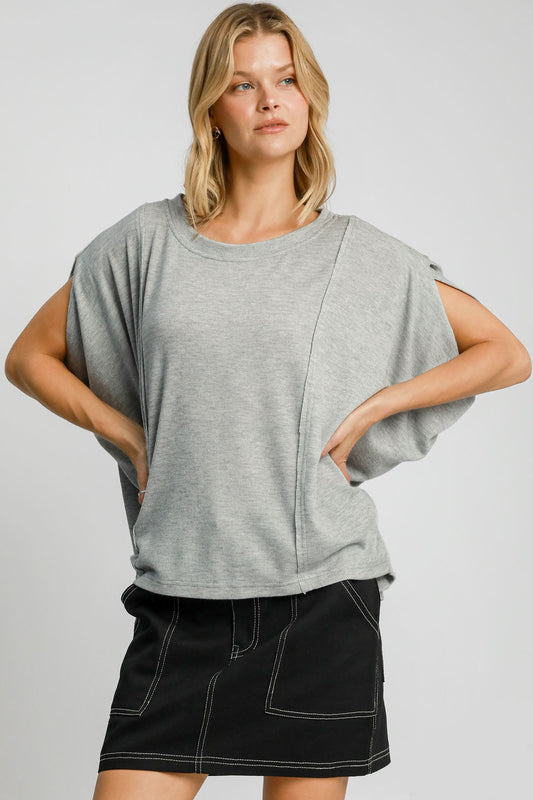 Umgee Batwing Sleeve Top - Gray