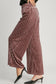 Umgee Velvet Striped Pants - Burgundy