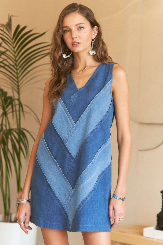 Chevron Denim Dress
