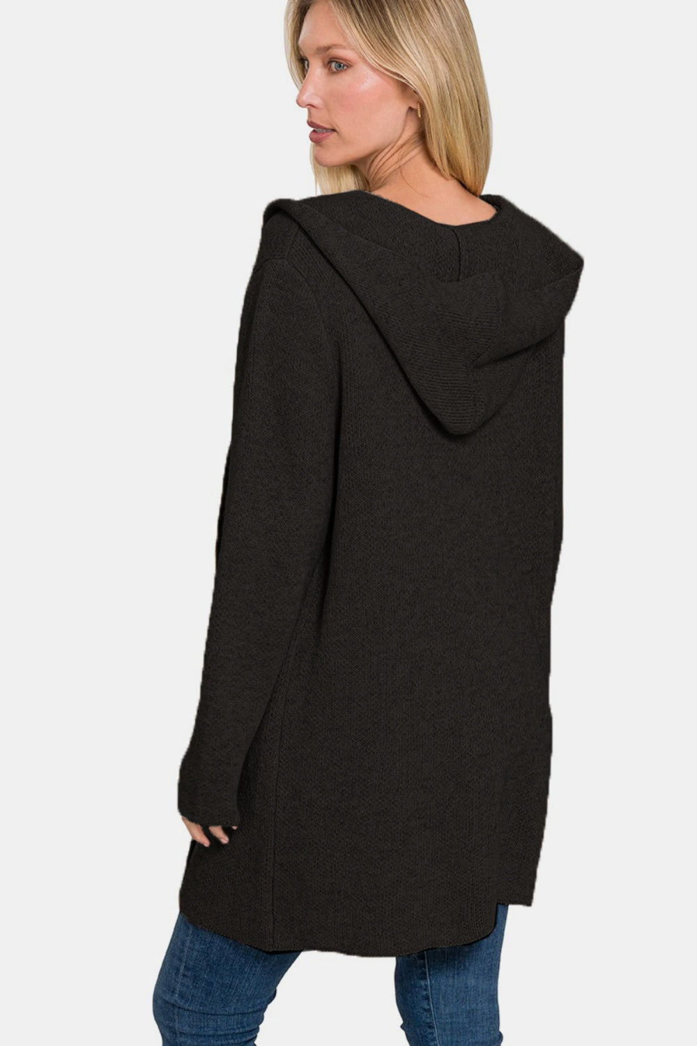 Zenana Hooded Cardigan - Black