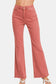 Zenana Acid Washed Frayed Hem Bootcut Jeans - Cabernet