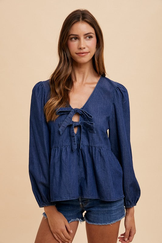 Hadleigh Denim Top - Navy