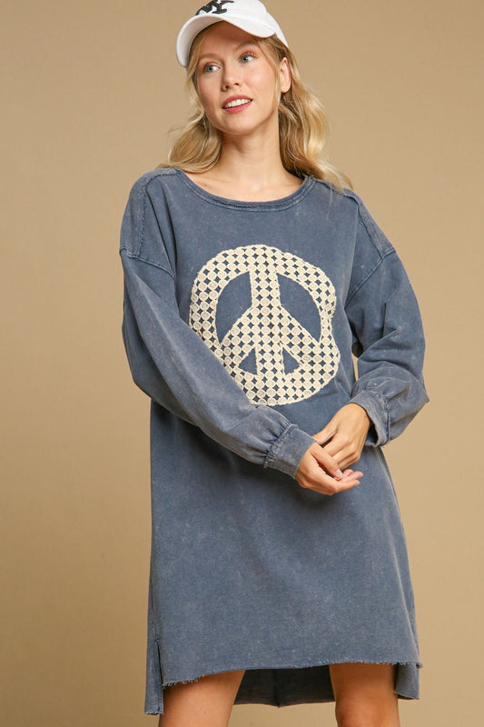 Umgee Peace Dress - Dusty Blue