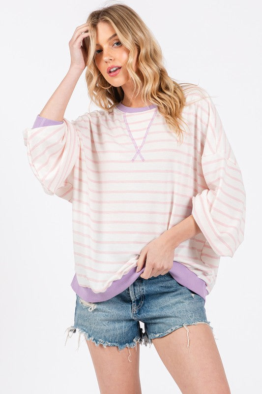 Stilwell Striped Sweatshirt - Blush Pink