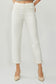 RISEN High Waist Rolled Hem Straight Jeans - Cream