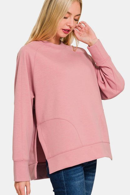 Zenana Scuba Sweatshirt - Light Rose