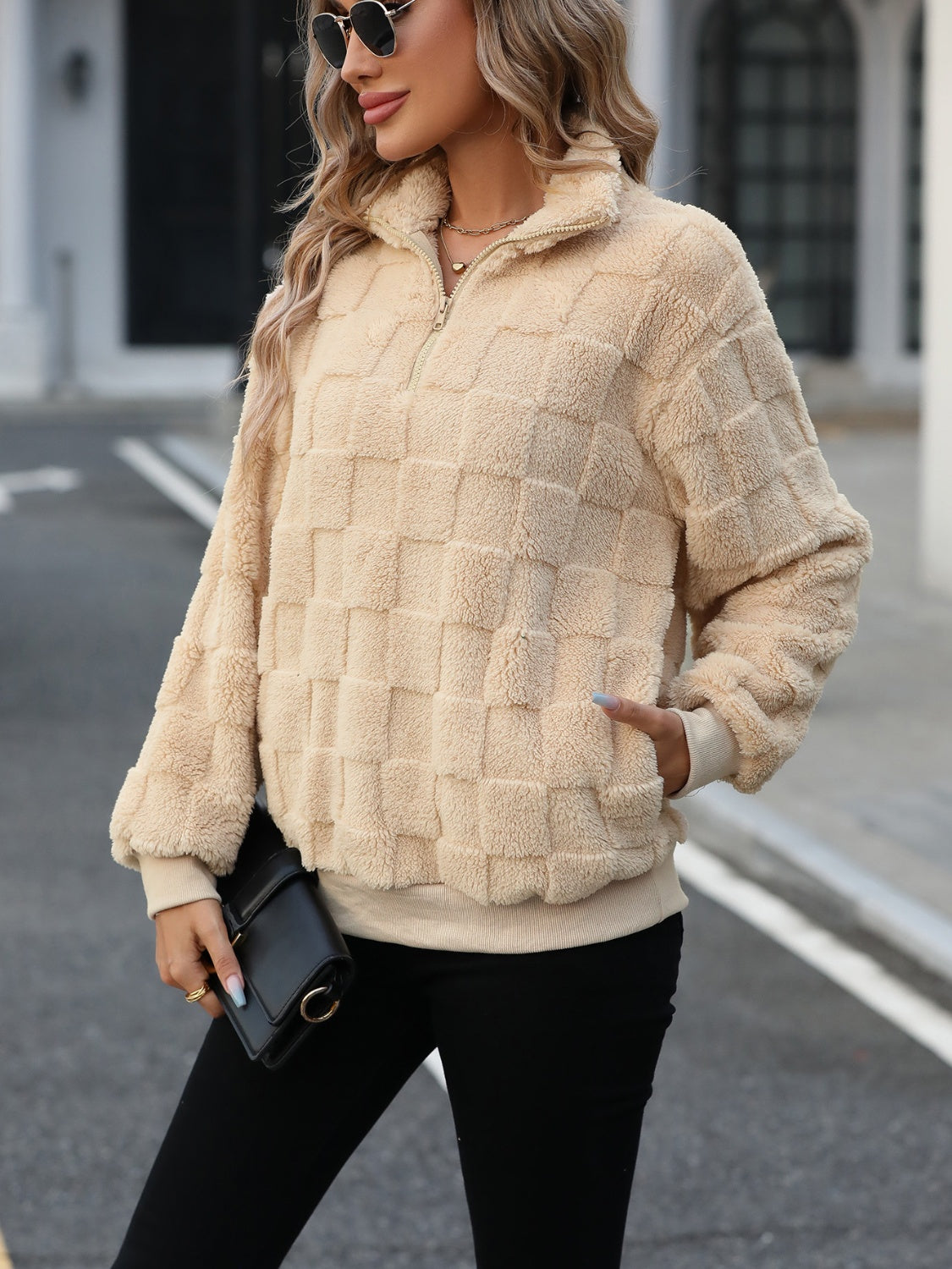 Teddy Checkered Sweatshirt