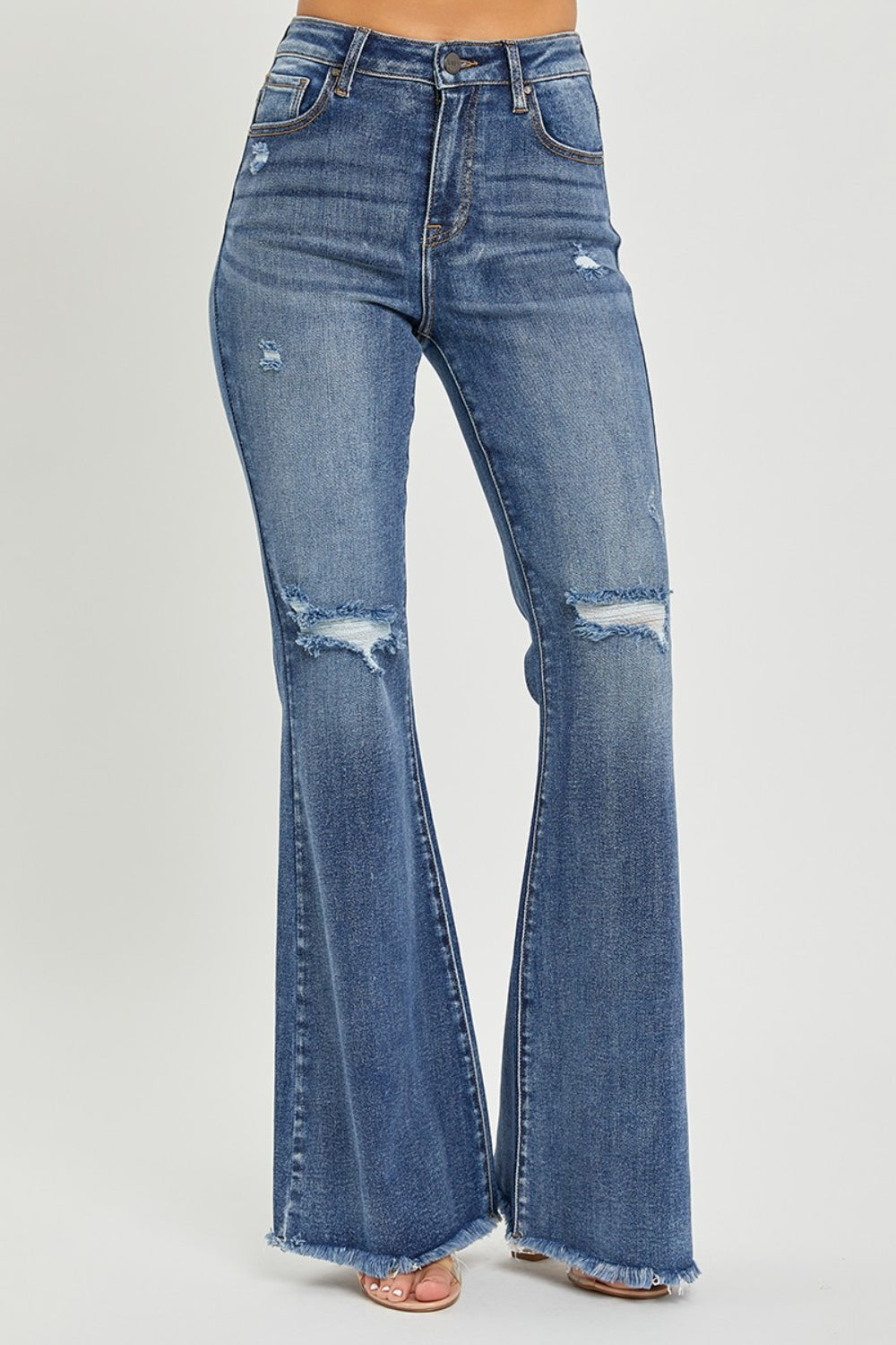 RISEN Distressed Flare Jeans