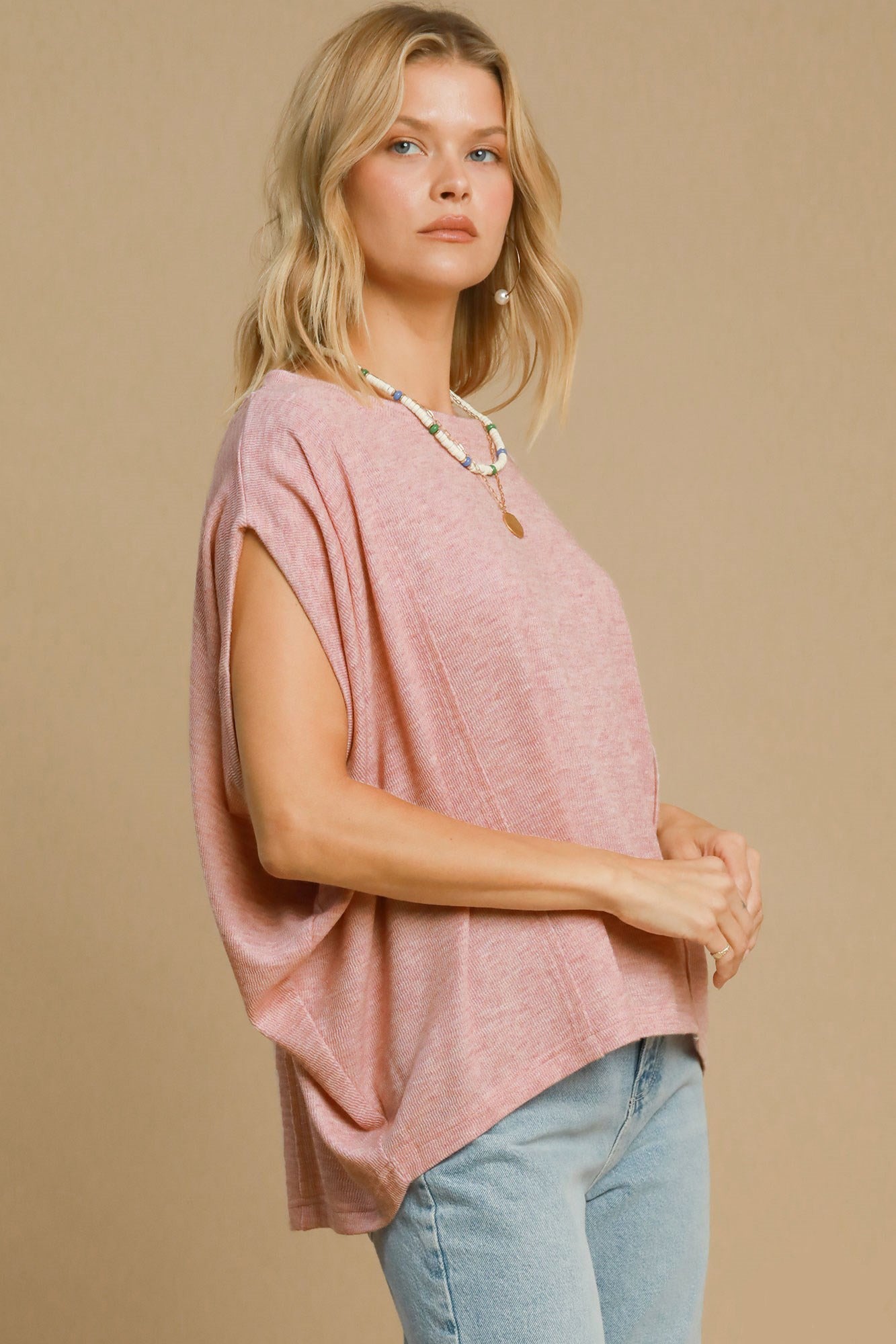 Umgee Batwing Sleeve Top - Dusty Pink