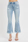 RISEN Raw Hem Distressed Cropped Flare Jeans