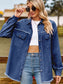 Cozy Cowgirl  Raw Hem Denim Shacket Top