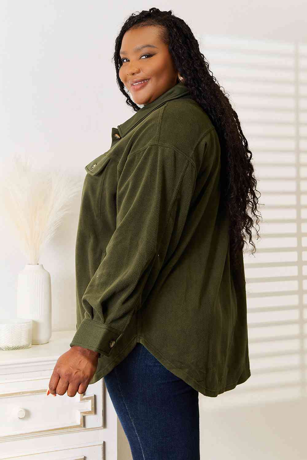 Cozy Girl Army Green Button Down Shacket