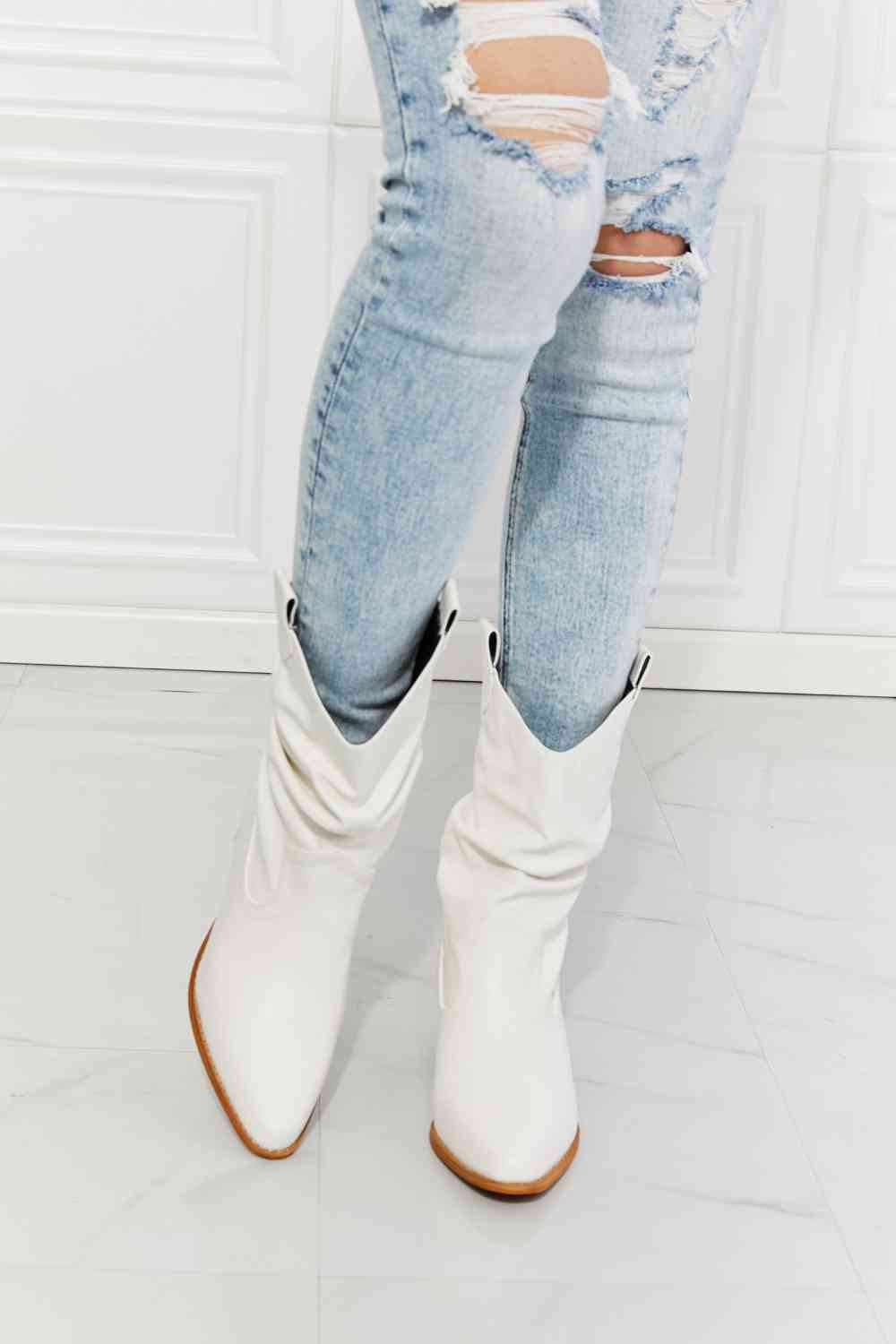 White Better in Texas Scrunch Cowboy Boots