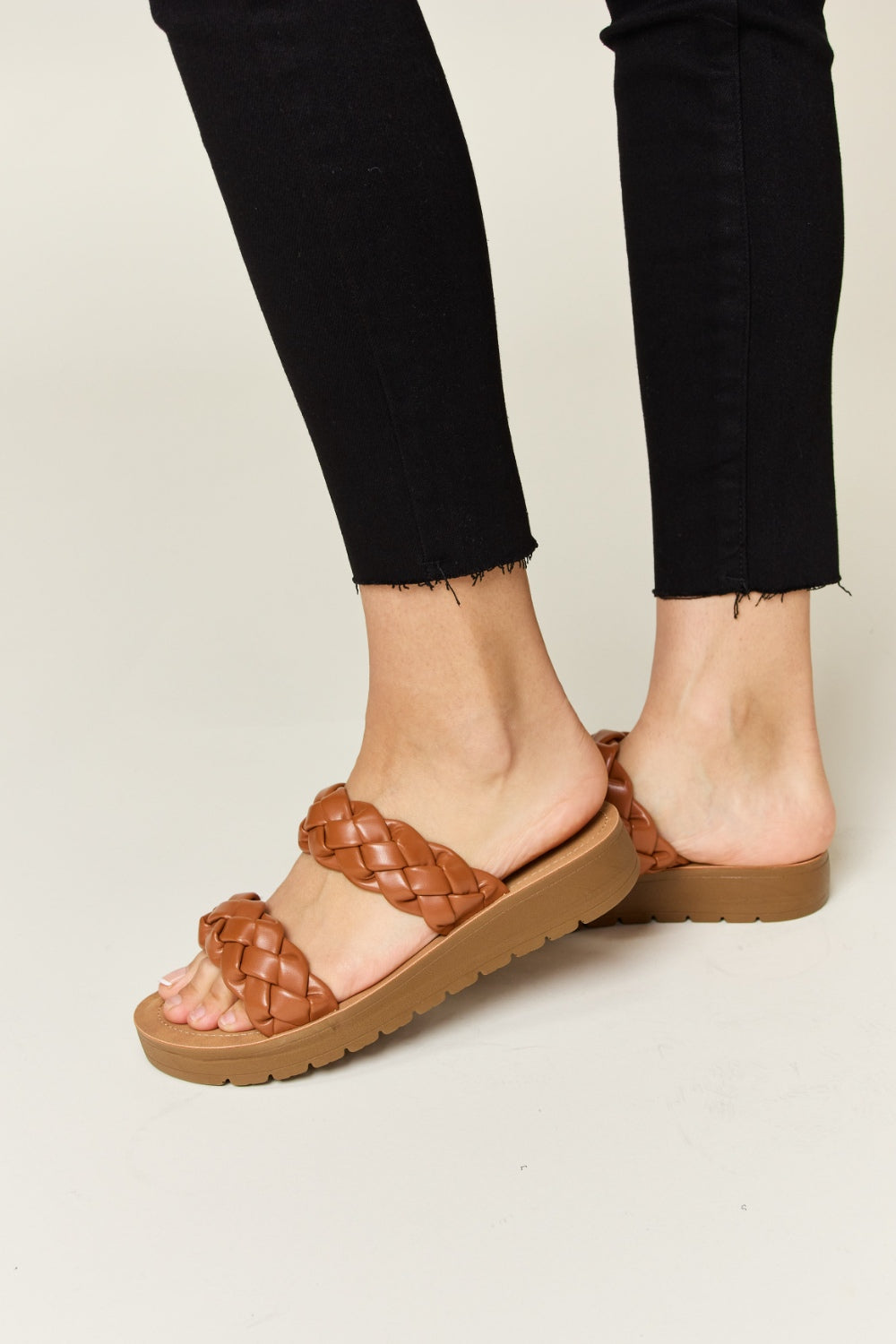 Whiskey Brown Woven Sandals