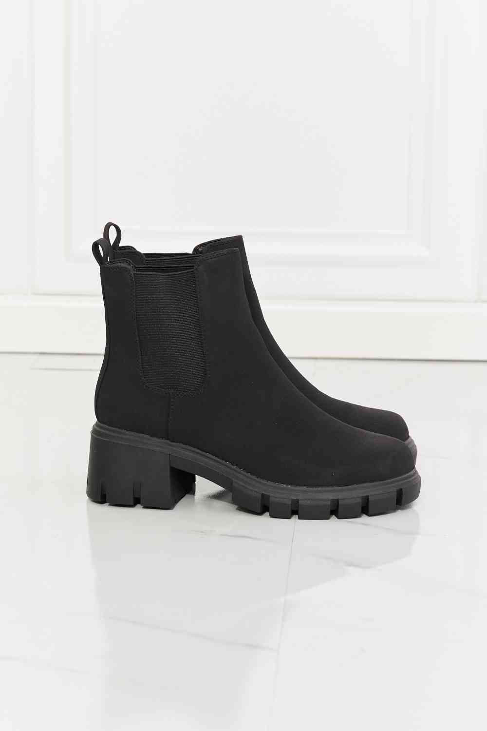 Work For It Matte Black Lug Sole Chelsea Boots