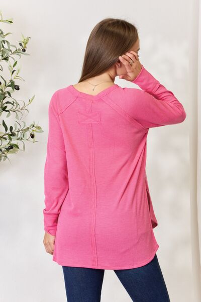 Zenana Side Slit Fuchsia Top