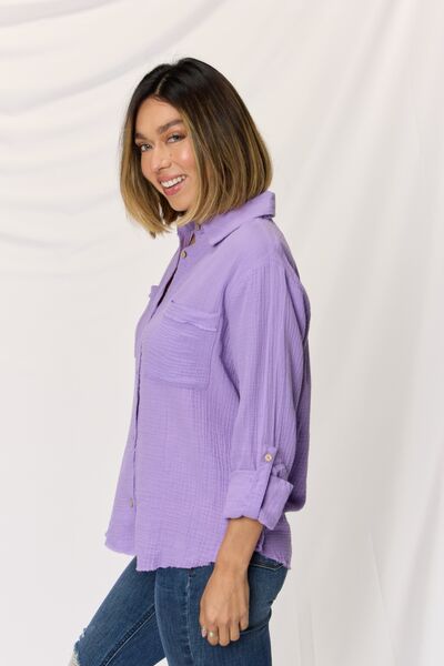 Zenana Textured Lavender Shirt