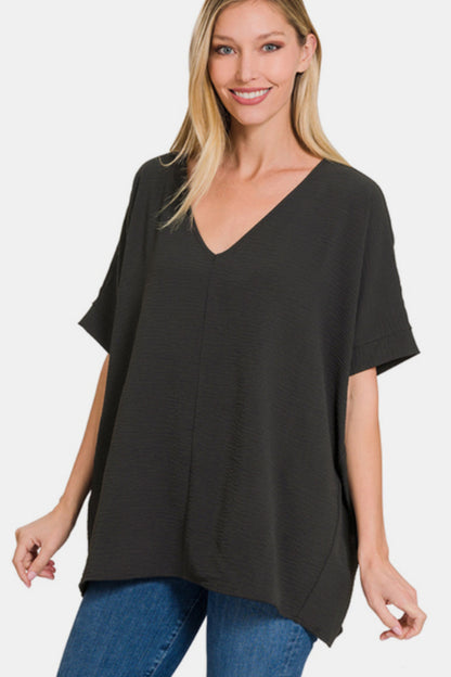 Zenana Black Short Sleeve Top