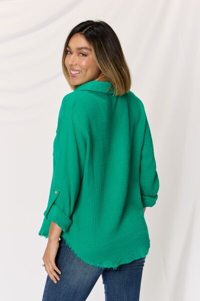 Zenana Textured Green Shirt