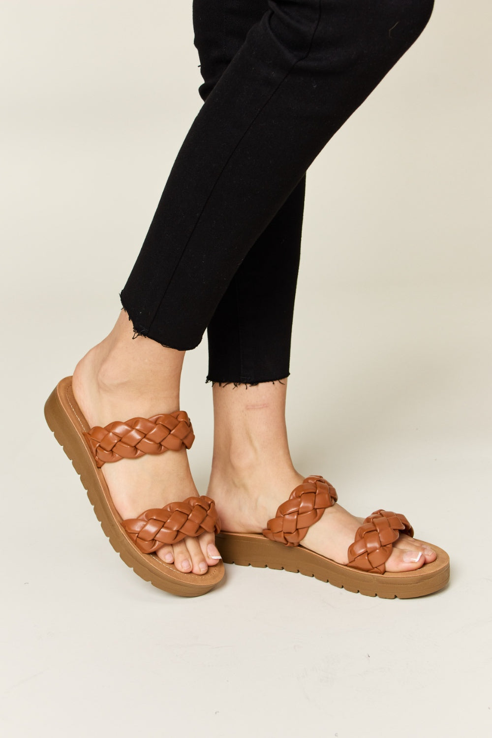 Whiskey Brown Woven Sandals