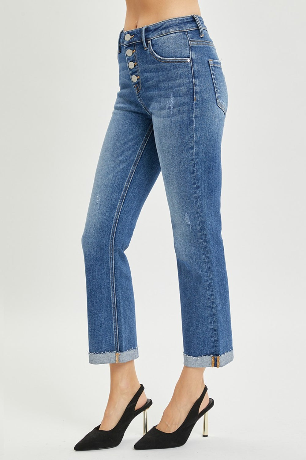 RISEN Button Fly Cropped Bootcut Jeans