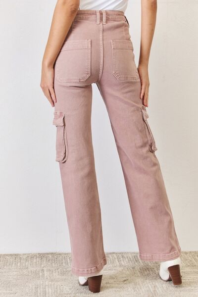 RISEN Mauve Cargo Wide Leg Jeans