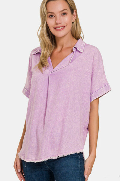 Zenana Lavender V-Neck Top