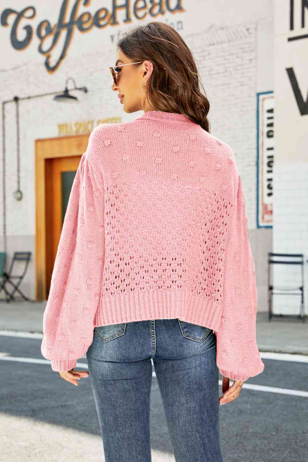 Pompom Puff Sleeve Cardigan