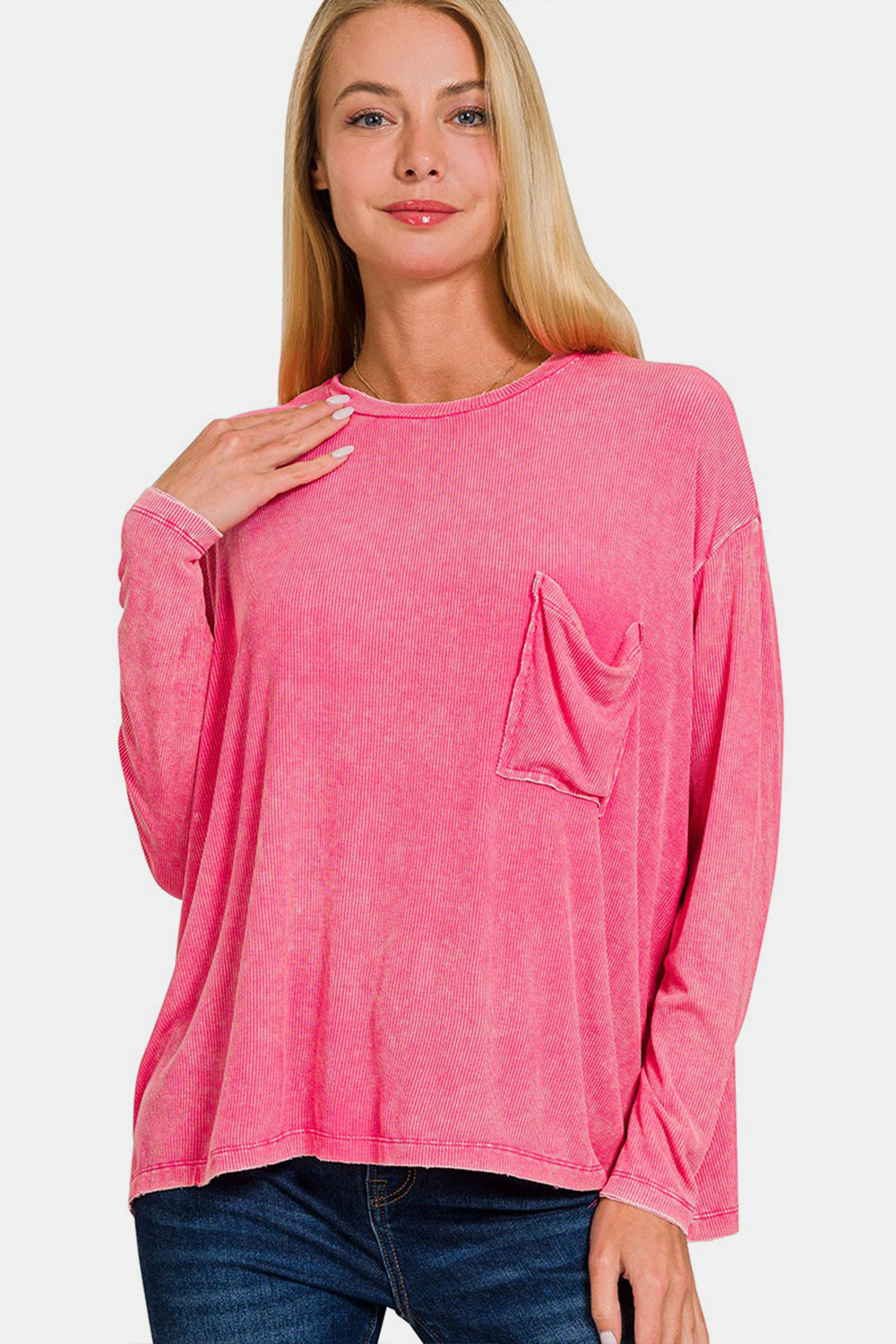 Zenana Pink Long Sleeve Tee