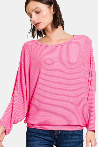 Zenana Candy Pink Long Sleeve Top