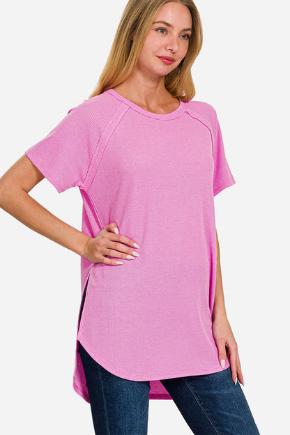 Zenana Side Slit Mauve Top