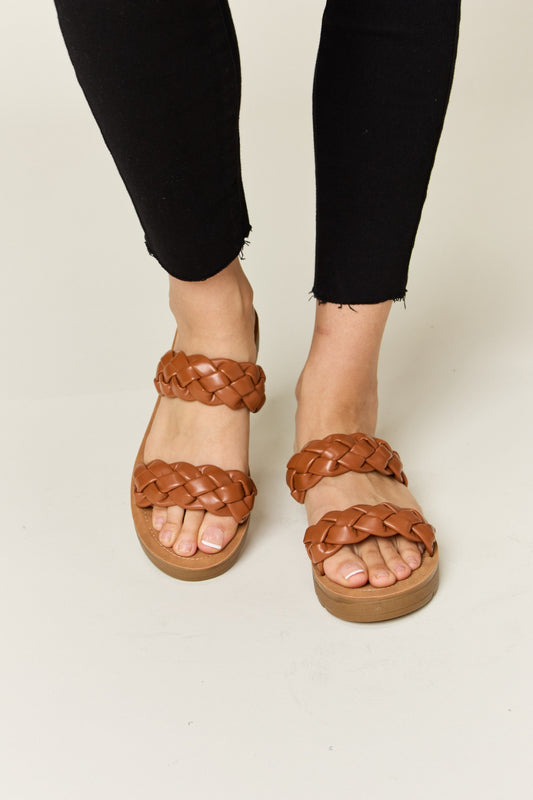 Whiskey Brown Woven Sandals