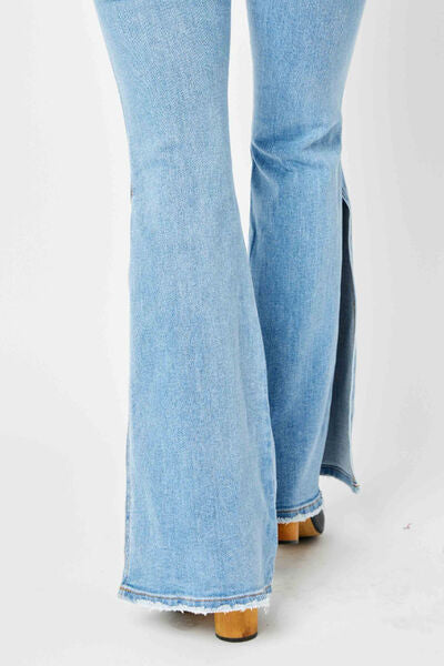 Judy Blue Raw Hem Flare Jeans