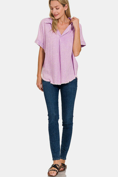 Zenana Lavender V-Neck Top