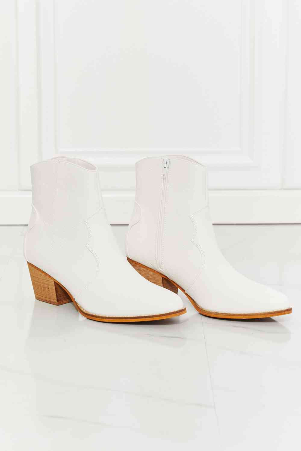 Watertower Town White Faux Leather Western Ankle Boots