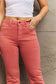 RISEN Bailey High Waist Side Slit Flare Jeans - Coral