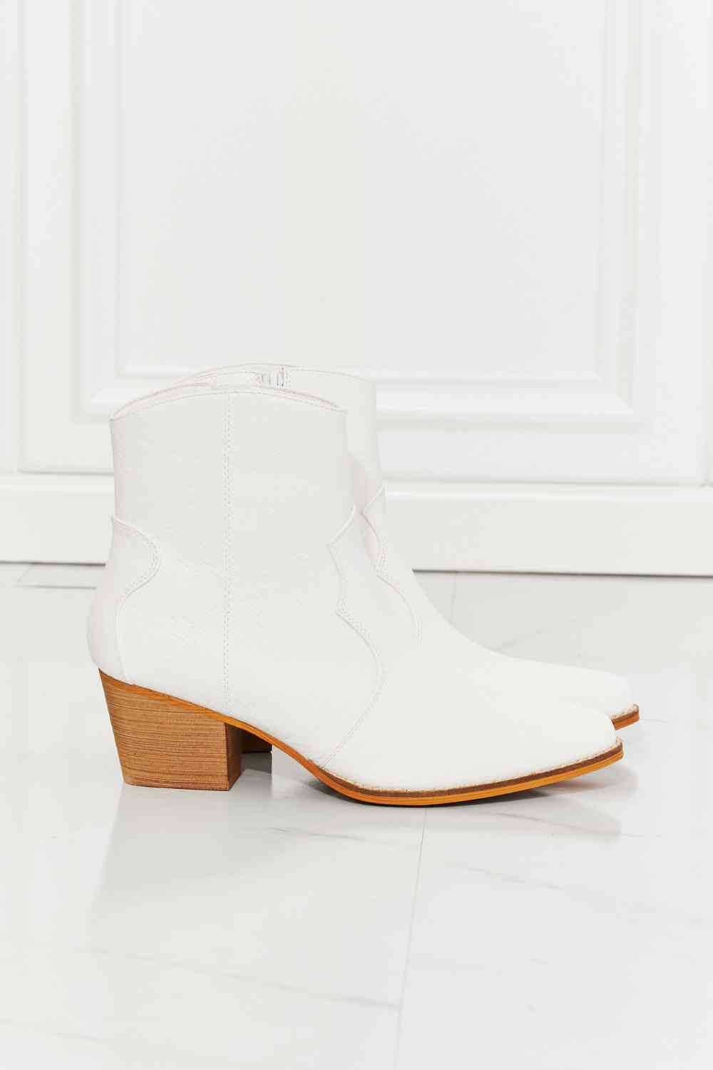 Watertower Town White Faux Leather Western Ankle Boots