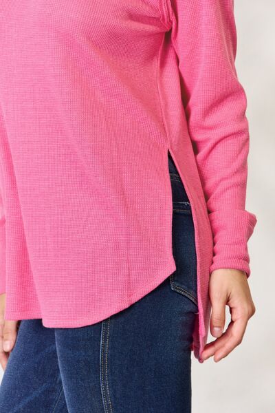 Zenana Side Slit Fuchsia Top