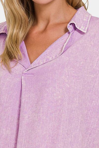 Zenana Lavender V-Neck Top