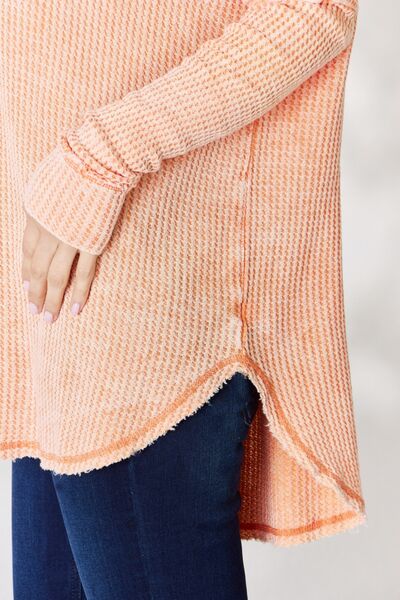 Zenana Light Orange Waffle Top