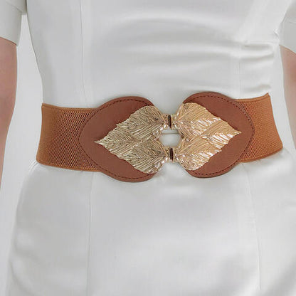 Leaf Me Alone Buckle Elastic Belt