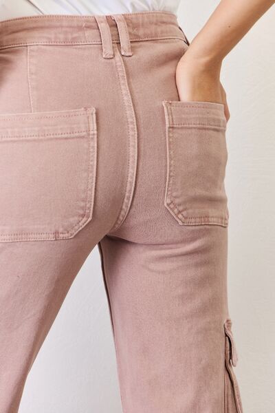 RISEN Mauve Cargo Wide Leg Jeans