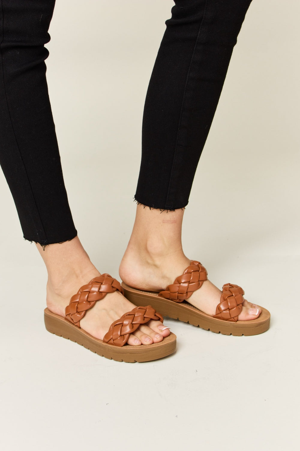 Whiskey Brown Woven Sandals